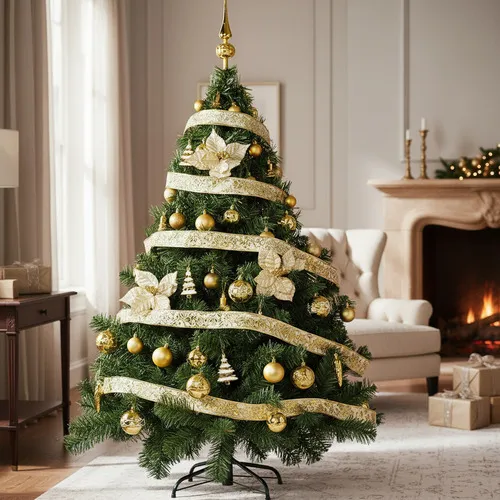 Producto Arbolito Navidad Montañes Deluxe 1.80mt + Decoración Oro  Imagen