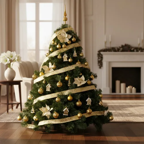 Producto Arbolito Navidad Extra Lujo Patagonia 1.30mt Deco Oro Deco Imagen