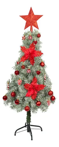 Producto Arbol Navidad Tronador Slim Nevado 1,20mt + Kit Decoracion Imagen