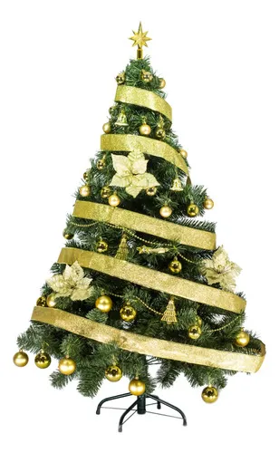 Producto Arbolito Navidad Tronador De Lujo 1,50mts + Kit 40 Oro Imagen
