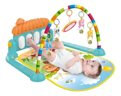 Gimnasio Musical Bebe Piano Didactico Verde Animales 3 En 1
