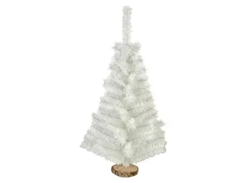 Arbol De Navidad Blanco 80cm Base Tronco Natural Mini Pino