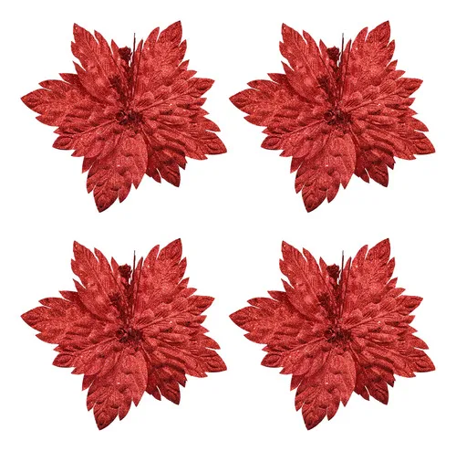 Producto Flor 25cm Rojo Arbol De Navidad Adornos Decoracion X4u Imagen