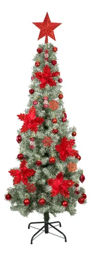 Producto Arbol De Navidad Decorado Slim Nevado 1,80m + Kit Decoracion Imagen