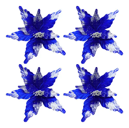 Producto Flor 25cm Azul Arbol De Navidad Adornos Decoracion X4u Imagen