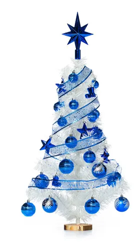 Producto Arbol De Navidad Blanco 80cm Con Adornos 30 Piezas Azul Imagen