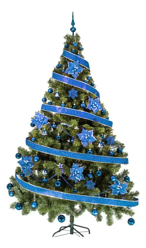 Producto Arbol De Navidad Tronador Lujo 2,10mts Pino Decorado Azul Color Verde Imagen