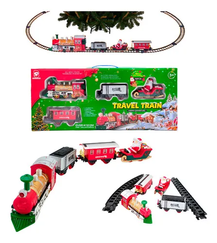 Producto Tren Navideño Expreso Polar Rojo 16 Piezas Con Luz Y Sonido Imagen