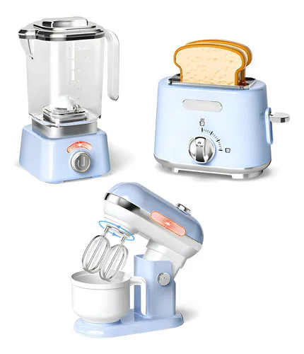 Producto Juego De Cocina Electrodomésticos X3 Piezas Con Luz Y Sonido Color Celeste Imagen