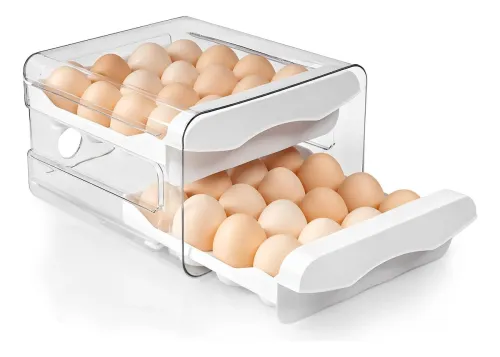 Huevera Organizador Deslizante 32 Huevos Heladera Mesada Blanco