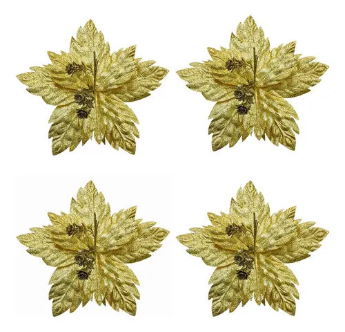 Producto Flor 25cm Oro Arbol De Navidad Adornos Decoracion X4u Imagen