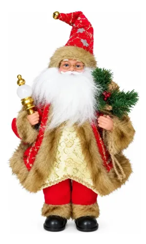 Papa Noel 35cm Muñeco Navideño Decoracion Con Luz Y Sonido Color Rojo