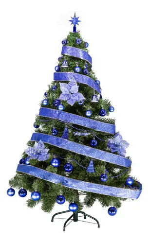 Producto Arbol De Navidad Tronador De Lujo 1,50mts Pino Decorado Azul Imagen