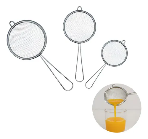Producto Set Colador X3 Malla Fina Alambre Metálico Mango Metal Imagen