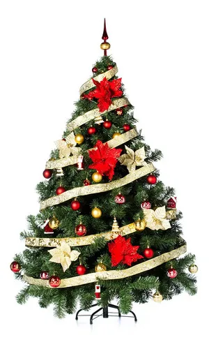 Producto Árbol De Navidad Montañes Deluxe 1.80mts Decorado Rojo Oro Imagen