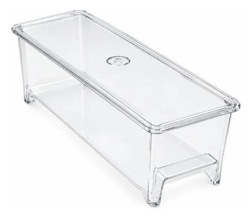 Recipiente Organizador Heladera Con Tapa Multiuso 30x10x10 Transparente