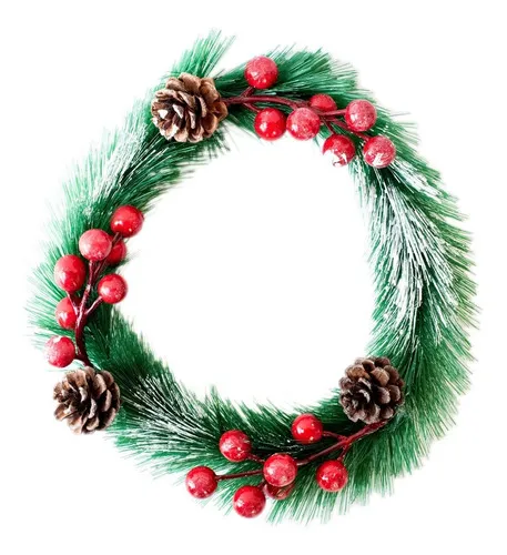 Producto Corona Navideña Verde Nevado Decorada Navidad Color Verde Claro Imagen
