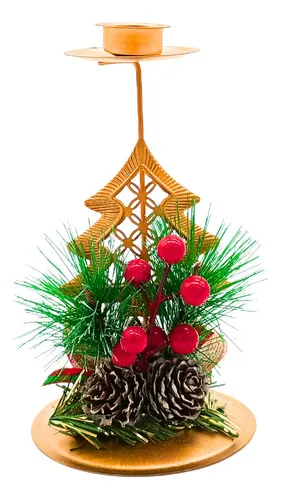 Producto Candelabro Porta Velas Metalicos Decorativos Navidad 15cm Color Dorado Imagen