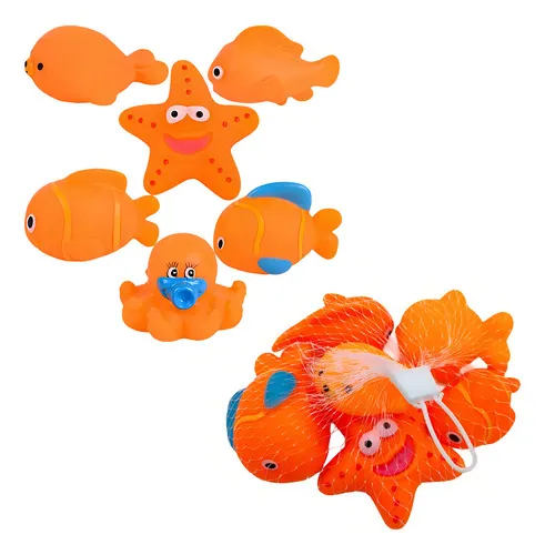 Producto Set Animales De Goma Muñecos Para Jugar En La Bañera Color Naranja Imagen