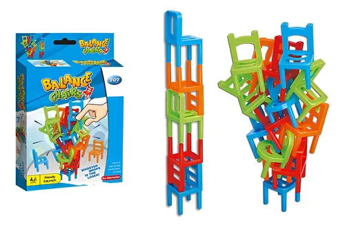 Producto Torre De Sillas Juego De Mesa Equilibrio Balance Chairs Color Rojo Imagen
