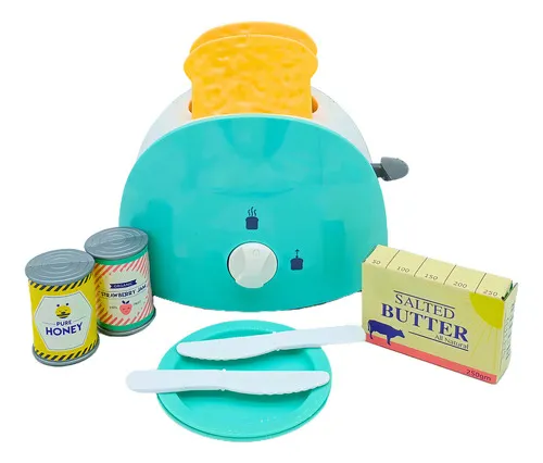 Producto Tostadora Con Accesorios Juguete Con Mecanismo Real Cocina Color Agua Imagen