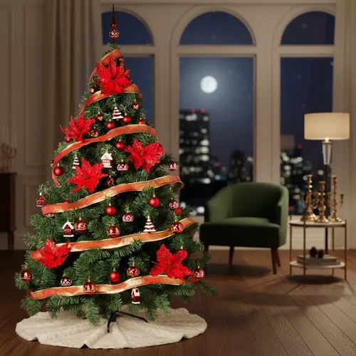 Producto Árbol De Navidad Montañes Deluxe 1.80mts Rojo Black Friday Imagen
