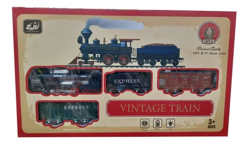 Producto Pista De Tren A Pila Vias 1 Locomotora +3 Vagones Juguete Imagen