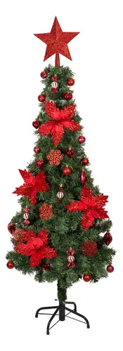 Producto Arbol De Navidad Decorado Slim Verde 1,50mt + Kit Decoracion Imagen
