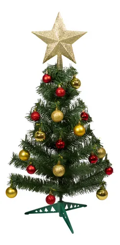 Producto Arbol De Navidad Decorado Arbolito 90cm Pino Carioca Color Rojo/oro Imagen