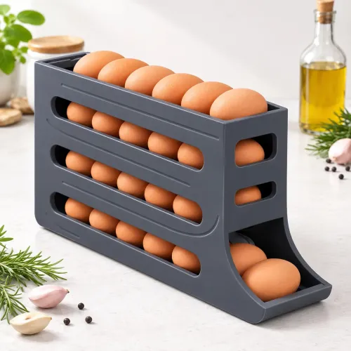 Huevera Organizador Deslizante 30 Huevos Heladera Cocina Gris Oscuro