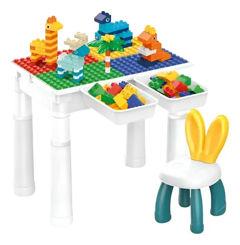 Mesa Didactica De Construccion Con Bloques Y Silla 102 Pzs
