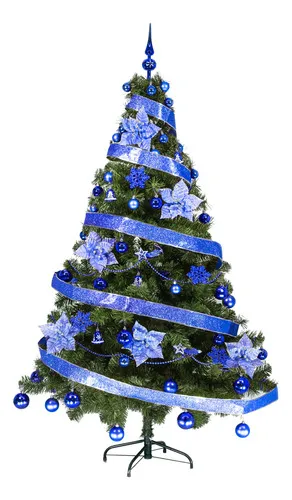 Producto Arbol De Navidad Tronador Lujo 1,80mts Pino Decorado Azul Imagen