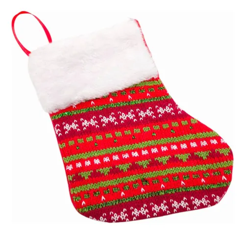 Producto Bota Navideña Tejida Decoracion Navidad Adorno X1 Rojo Imagen