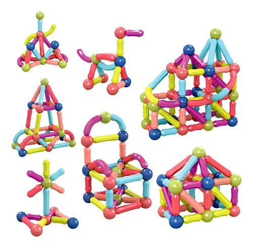 Producto Juego Bloques Magnéticos Para Armar 64 Piezas Magnetic Imagen