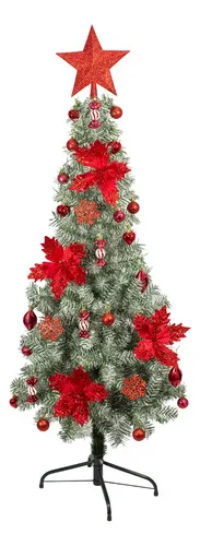 Producto Arbol De Navidad Decorado Slim Nevado 1,50m + Kit Decoracion Imagen