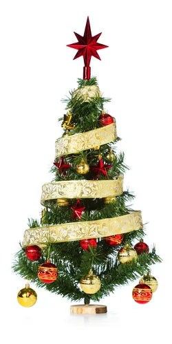 Producto Arbol De Navidad 80cm Con Adornos 30 Piezas Rojo Oro Imagen