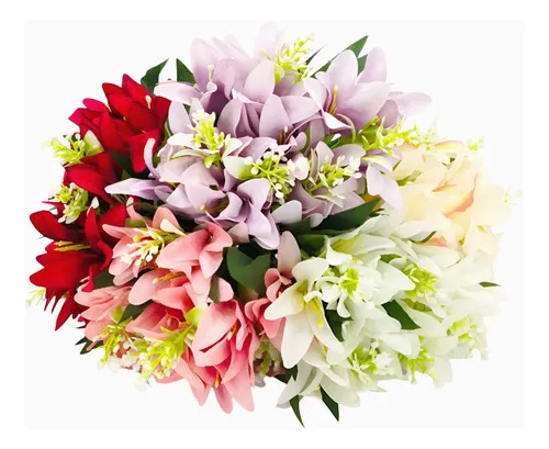 Producto Ramo Flor De Lirio Flores Artificiales 30cm Decoración X1 Imagen