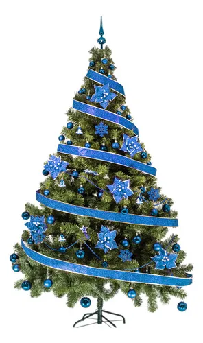 Producto Arbol De Navidad Tronador Lujo 2,10mts Pino Decorado Azul Imagen